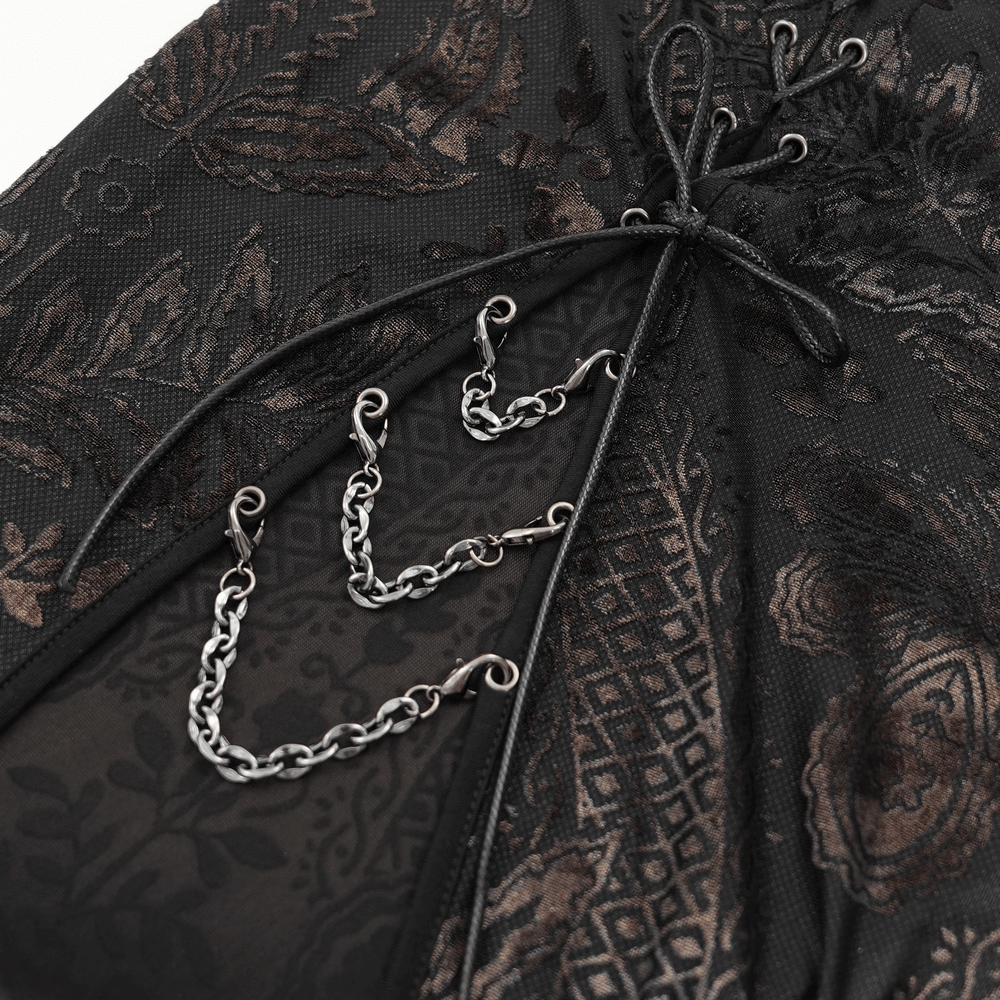 Long Gothic Lace Dress with Elegant Chain Detail