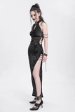 Long Gothic Lace Dress with Elegant Chain Detail