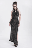 Long Gothic Lace Dress with Elegant Chain Detail
