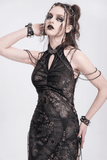 Long Gothic Lace Dress with Elegant Chain Detail