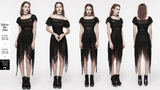 Long Lace Dress with Off-Shoulder and Spiked Accents