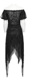 Long Lace Dress with Off-Shoulder and Spiked Accents
