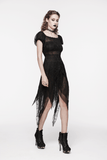 Long Lace Dress with Off-Shoulder and Spiked Accents