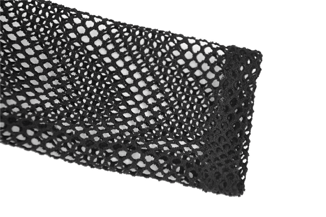 Long-Sleeved Mesh Top with Sheer Panels and Lace-Up Front
