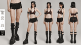 Low-Waist Gothic Women's Shorts with Side Lacing