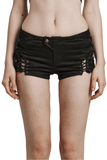 Low-Waist Gothic Women's Shorts with Side Lacing