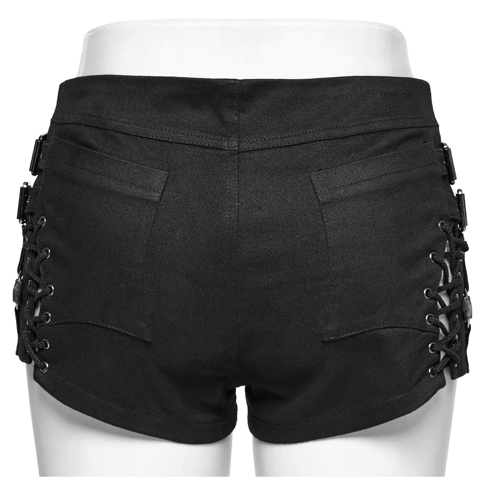 Low-Waist Gothic Women's Shorts with Side Lacing