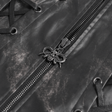 Male Black Faux Leather Vest with Zipper Closure