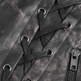 Male Black Faux Leather Vest with Zipper Closure
