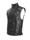 Male Black Faux Leather Vest with Zipper Closure