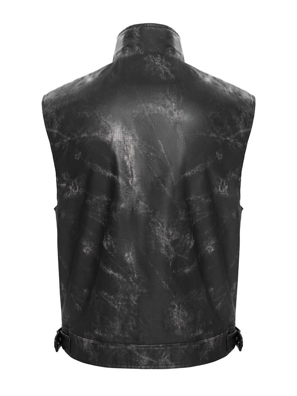 Male Black Faux Leather Vest with Zipper Closure