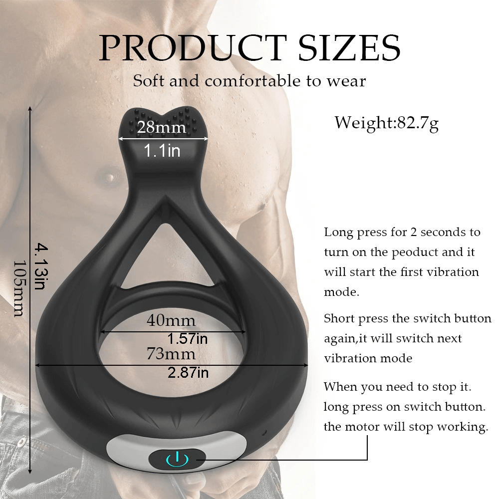 Male 10 Modes Vibrating Penis Ring / Elastic Cock Ring / Adult Sex Toys for Men and Couples - EVE's SECRETS