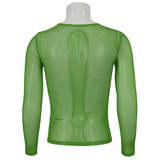 Male Soft Stretchy Transparent Tops: Green Long Sleeve Top