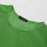 Male Soft Stretchy Transparent Tops: Green Long Sleeve Top