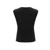 Men's Black Cotton Tank Top with Drawstring and Mesh