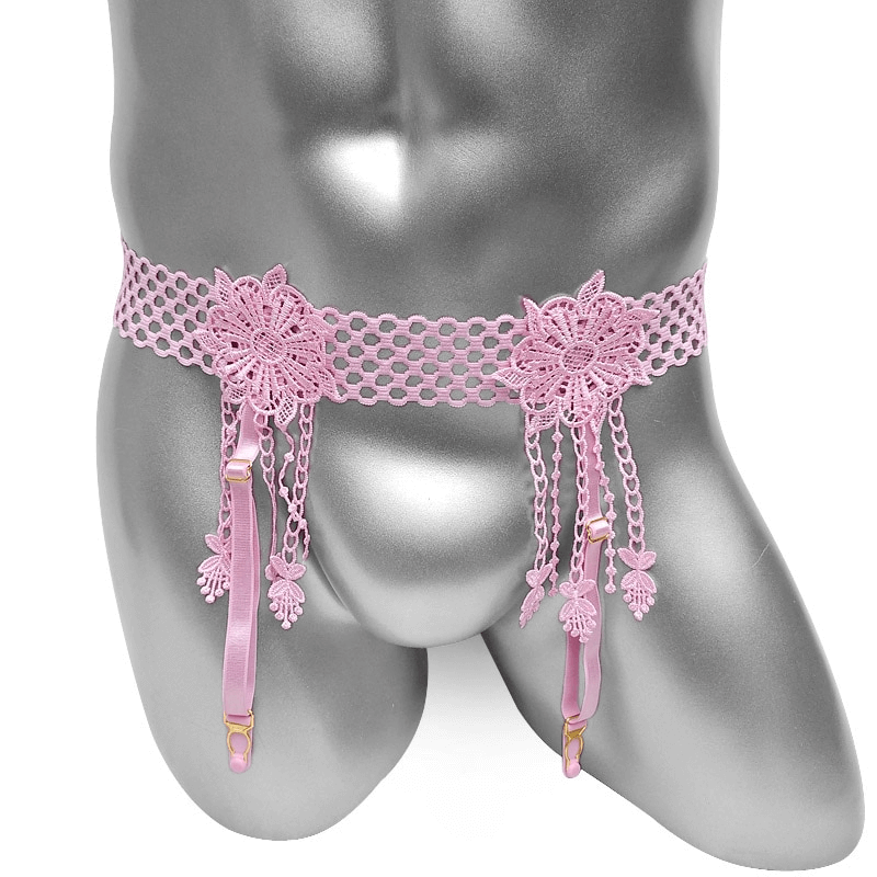 Men's Garter Belts / Sexy Lingerie with Floral Suspenders / Erotic Nightwear for Male - EVE's SECRETS