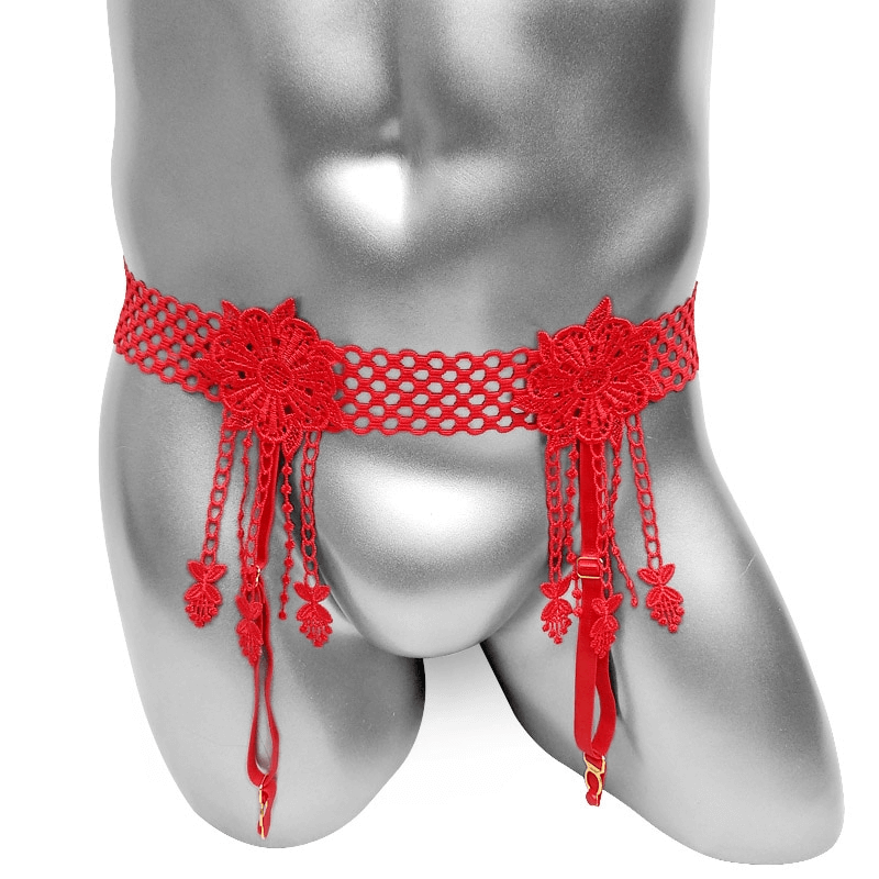 Men's Garter Belts / Sexy Lingerie with Floral Suspenders / Erotic Nightwear for Male - EVE's SECRETS