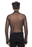 Men's Gothic Slim Fit Net Long Sleeve Top / Punk Black Mesh