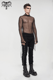 Men's Gothic Slim Fit Net Long Sleeve Top / Punk Black Mesh