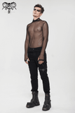 Men's Gothic Slim Fit Net Long Sleeve Top / Punk Black Mesh