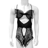 Men's Lace Lingerie Set / Erotic Sleepwear with Open Crotch / Sexy See-Through Bodysuit - EVE's SECRETS
