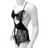 Men's Lace Lingerie Set / Erotic Sleepwear with Open Crotch / Sexy See-Through Bodysuit - EVE's SECRETS