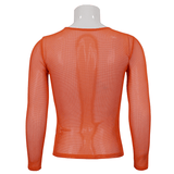 Men's Long Sleeves Mesh Top: Stylish Orange Transparency