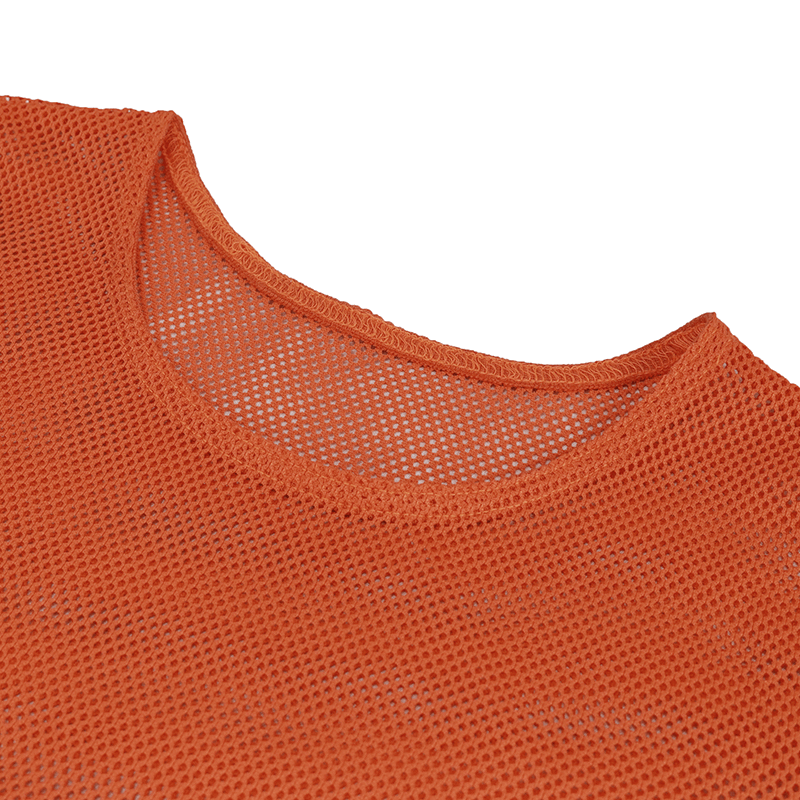 Men's Long Sleeves Mesh Top: Stylish Orange Transparency