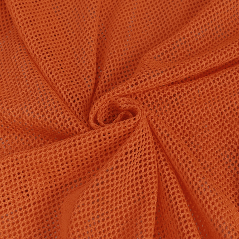 Men's Long Sleeves Mesh Top: Stylish Orange Transparency