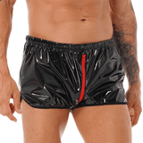 Men's Pole Dance Clubwear Rave Shorts / Elastic Waistband Wet Look Zipper Crotch Short Pants - EVE's SECRETS