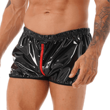 Men's Pole Dance Clubwear Rave Shorts / Elastic Waistband Wet Look Zipper Crotch Short Pants - EVE's SECRETS