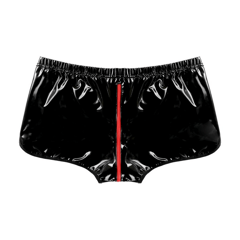 Men's Pole Dance Clubwear Rave Shorts / Elastic Waistband Wet Look Zipper Crotch Short Pants - EVE's SECRETS
