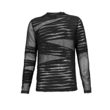 Men's Punk Transparent Striped Top / Black Long Sleeve