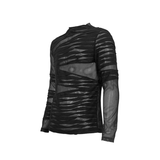 Men's Punk Transparent Striped Top / Black Long Sleeve