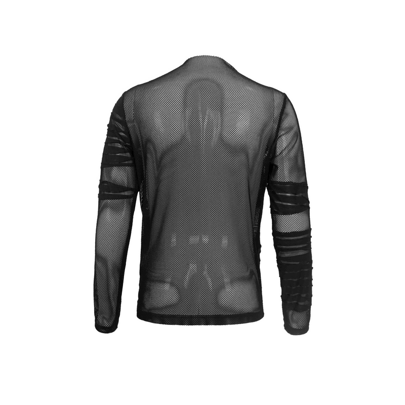 Men's Punk Transparent Striped Top / Black Long Sleeve