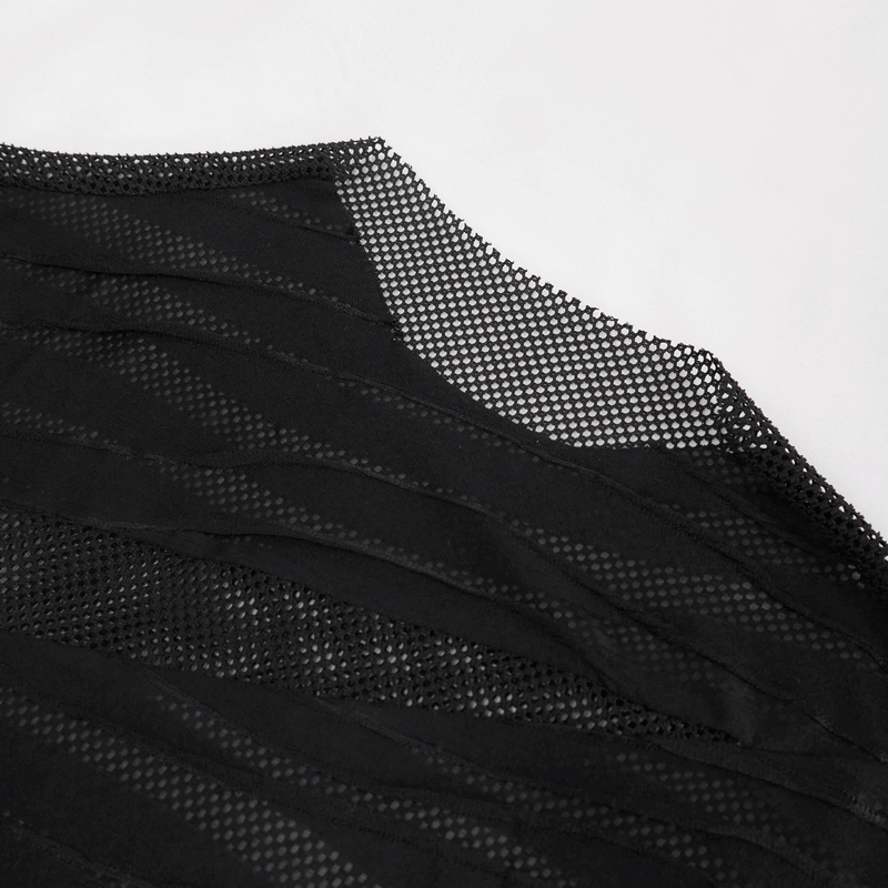 Men's Punk Transparent Striped Top / Black Long Sleeve