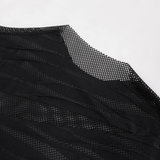 Men's Punk Transparent Striped Top / Black Long Sleeve