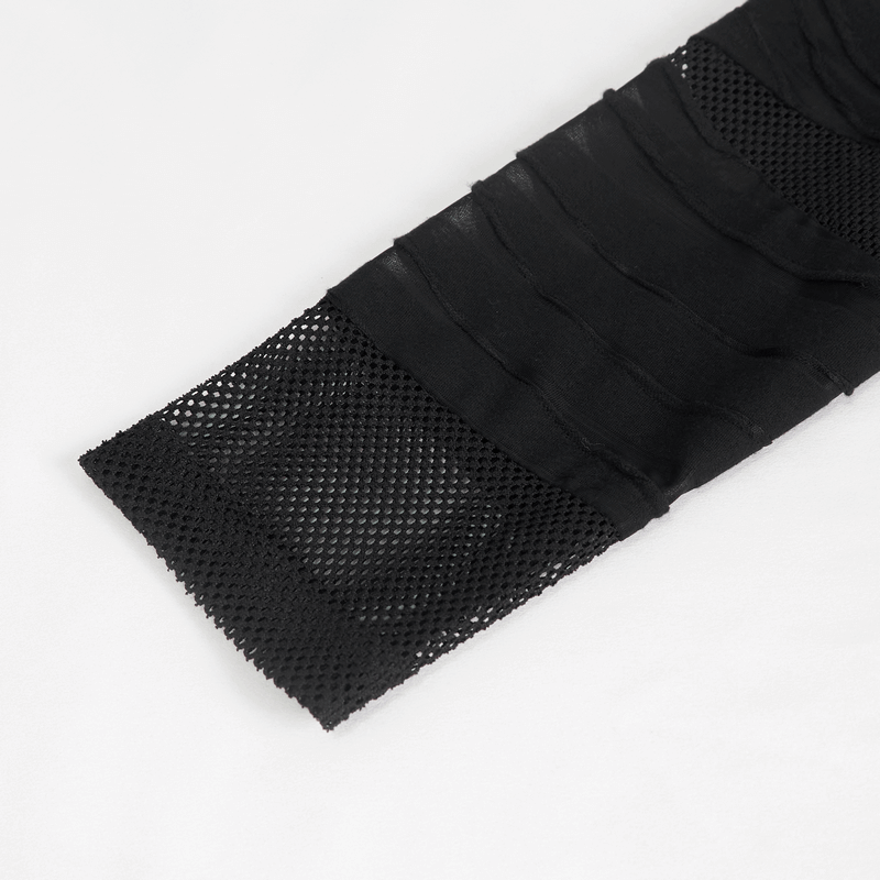 Men's Punk Transparent Striped Top / Black Long Sleeve