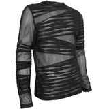 Men's Punk Transparent Striped Top / Black Long Sleeve
