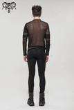 Men's Punk Transparent Striped Top / Black Long Sleeve