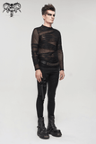 Men's Punk Transparent Striped Top / Black Long Sleeve