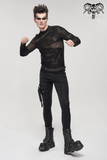 Men's Punk Transparent Striped Top / Black Long Sleeve