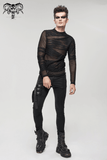 Men's Punk Transparent Striped Top / Black Long Sleeve