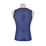 Men's Sleeveless Mesh Tank Top: Punk Round Neck Blue Top