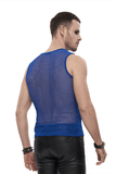 Men's Sleeveless Mesh Tank Top: Punk Round Neck Blue Top