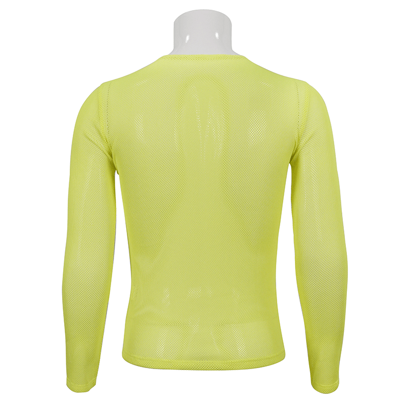 Men's Soft Stretchy Yellow Mesh Top: Stylish Long Sleeve