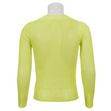 Men's Soft Stretchy Yellow Mesh Top: Stylish Long Sleeve