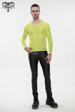 Men's Soft Stretchy Yellow Mesh Top: Stylish Long Sleeve