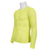 Men's Soft Stretchy Yellow Mesh Top: Stylish Long Sleeve