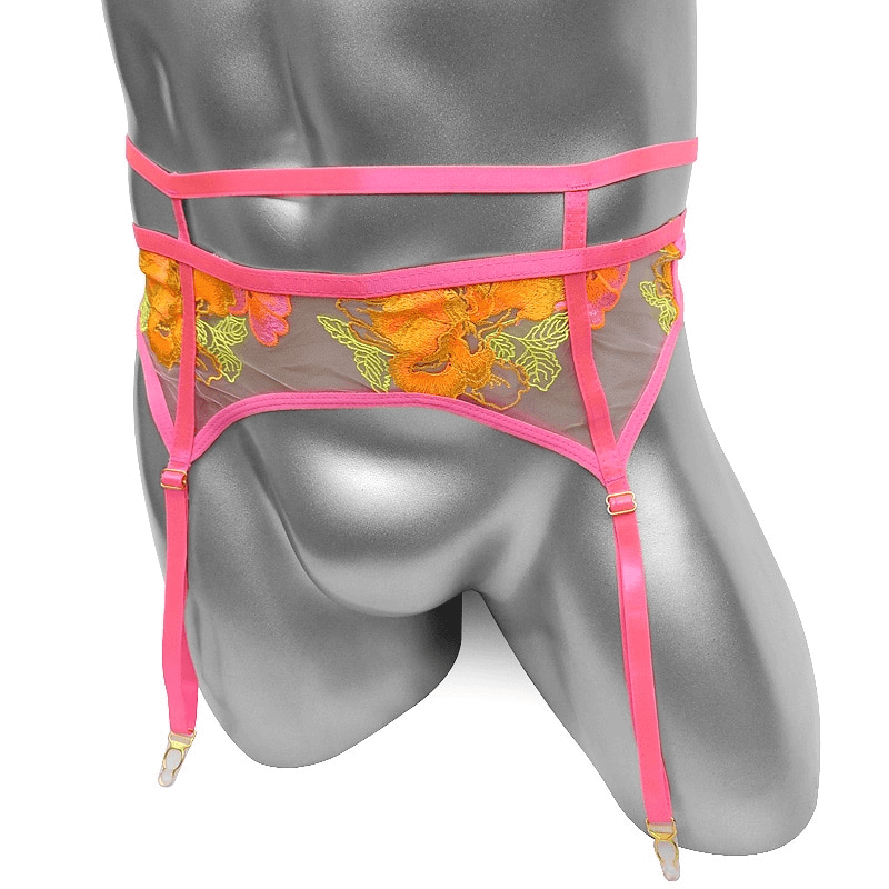 Men's Suspenders with Embroidery / Sexy See-Through Lingerie / Male Erotic Underwear - EVE's SECRETS